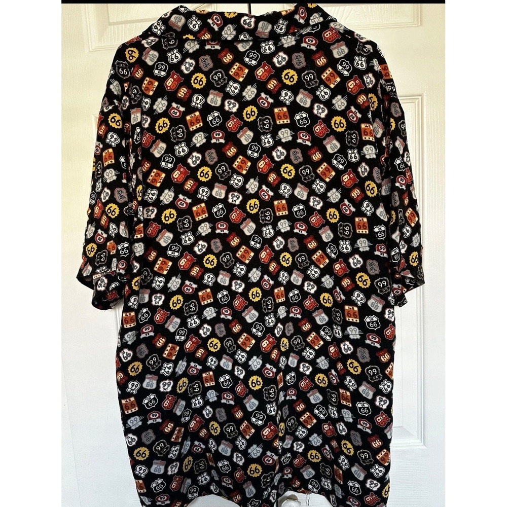 Disney Parks Route 66 Hawaiian Camp Shirt Mens L All Over Print Button Up